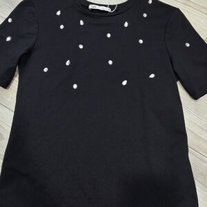 Black T-Shirt with Silver Embellishments